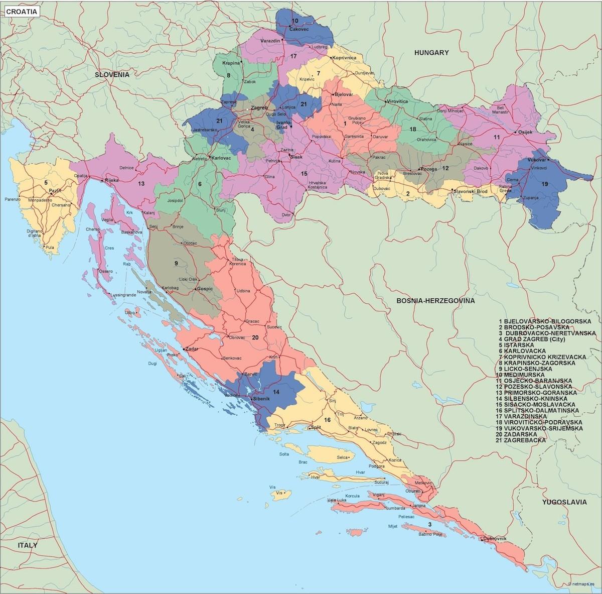 karta hrvatske vektor Vektorska karta Hrvatske, karta Hrvatske vektorska karta (Južna  karta hrvatske vektor