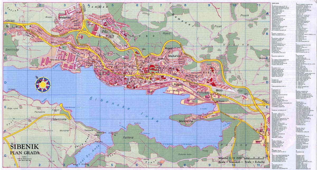 karta šibenik Hrvatska