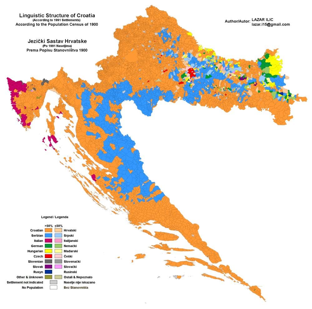 karta etničkoj karti Hrvatske