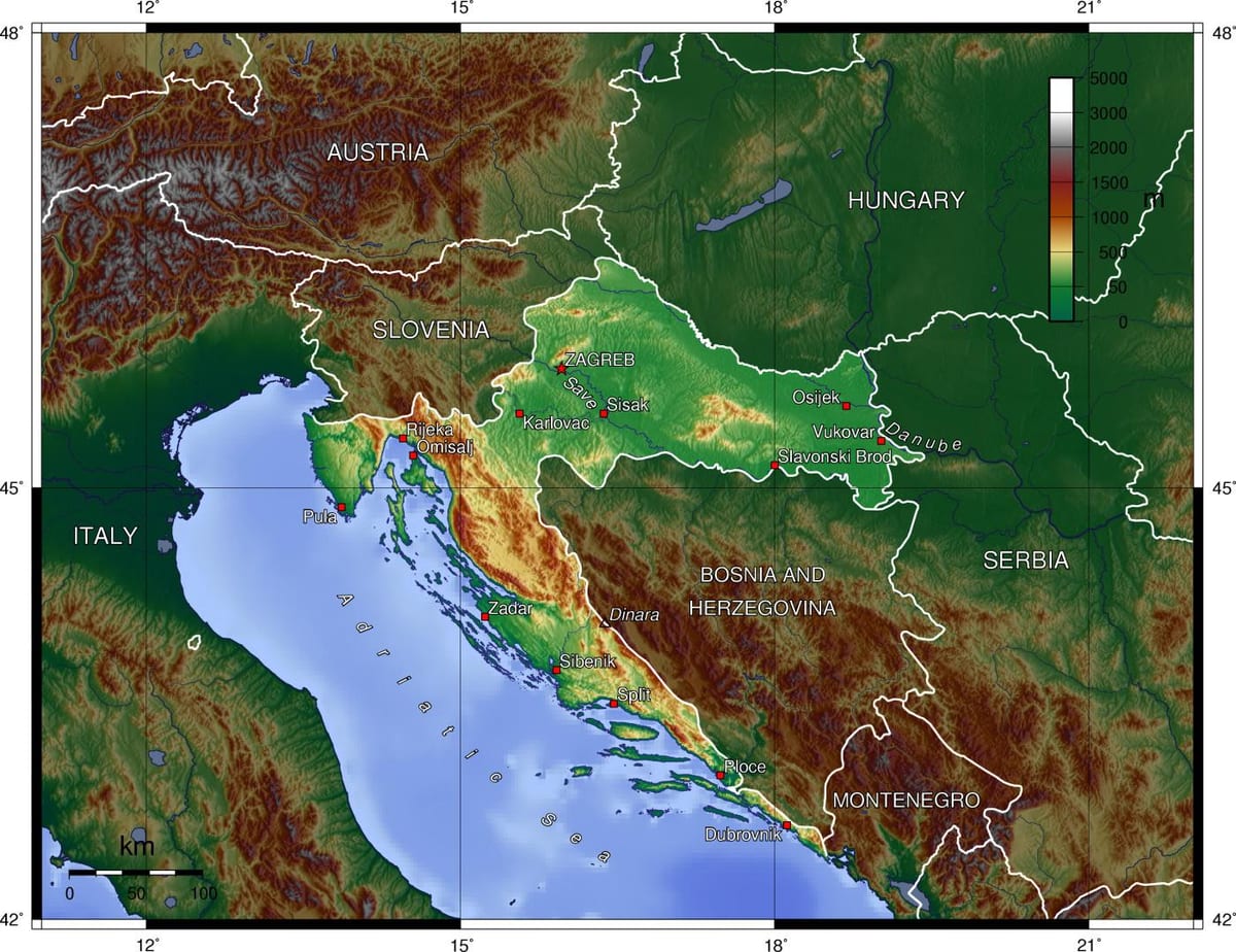 geografija Hrvatske na karti