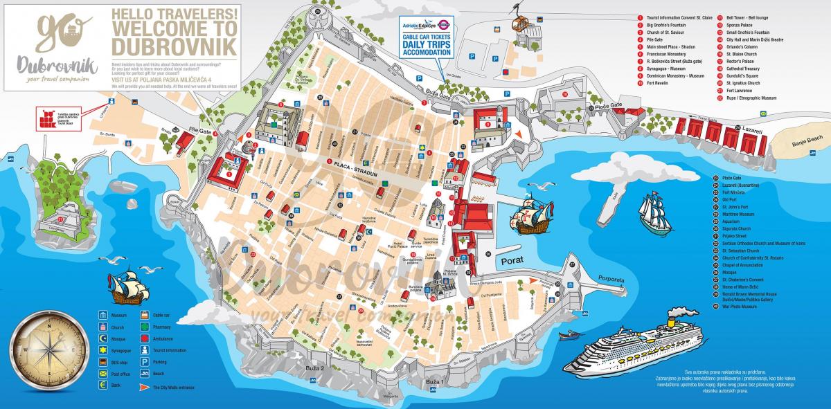 karta starog grada u dubrovniku, Hrvatska