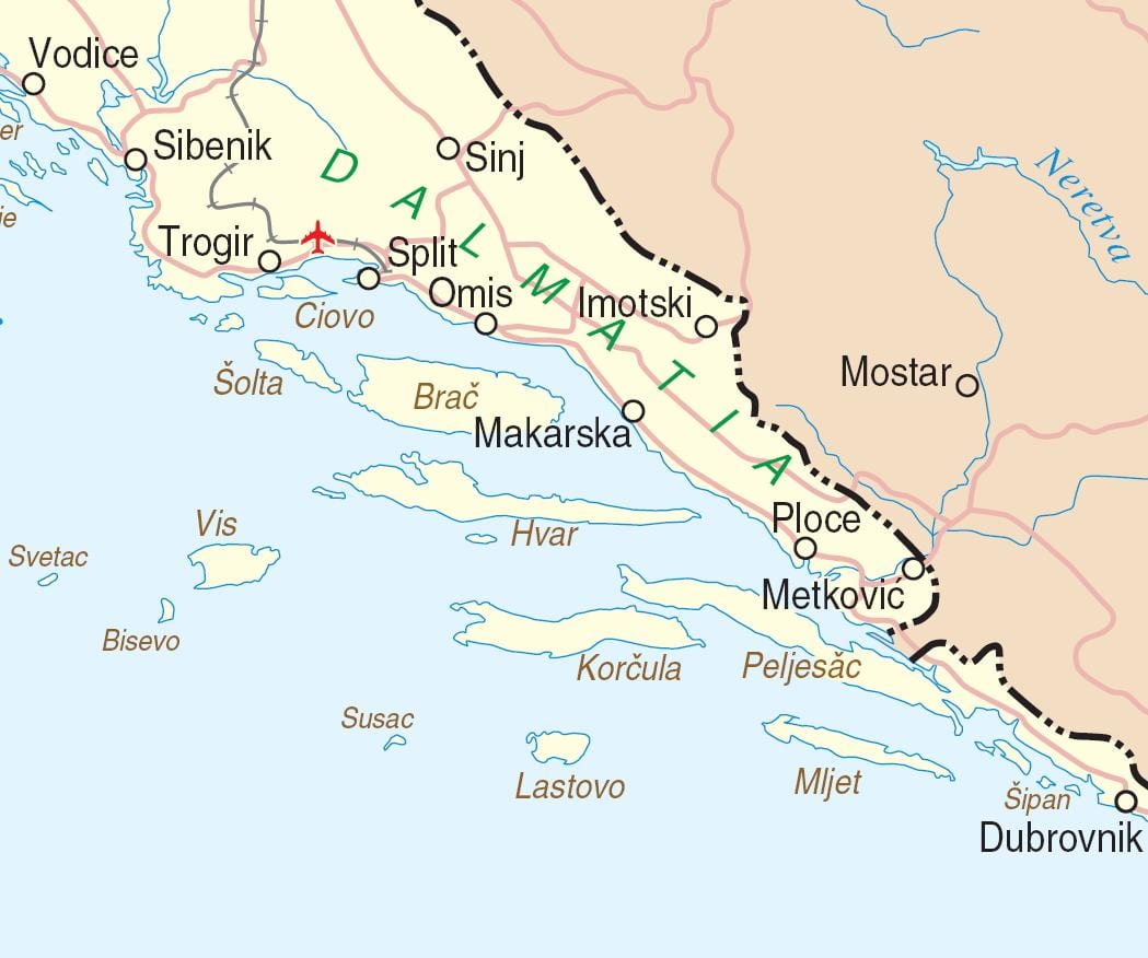 karta Južne Hrvatske