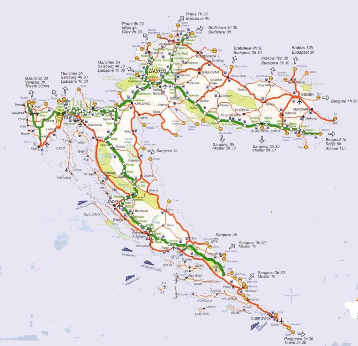 detaljna karta Hrvatske ceste