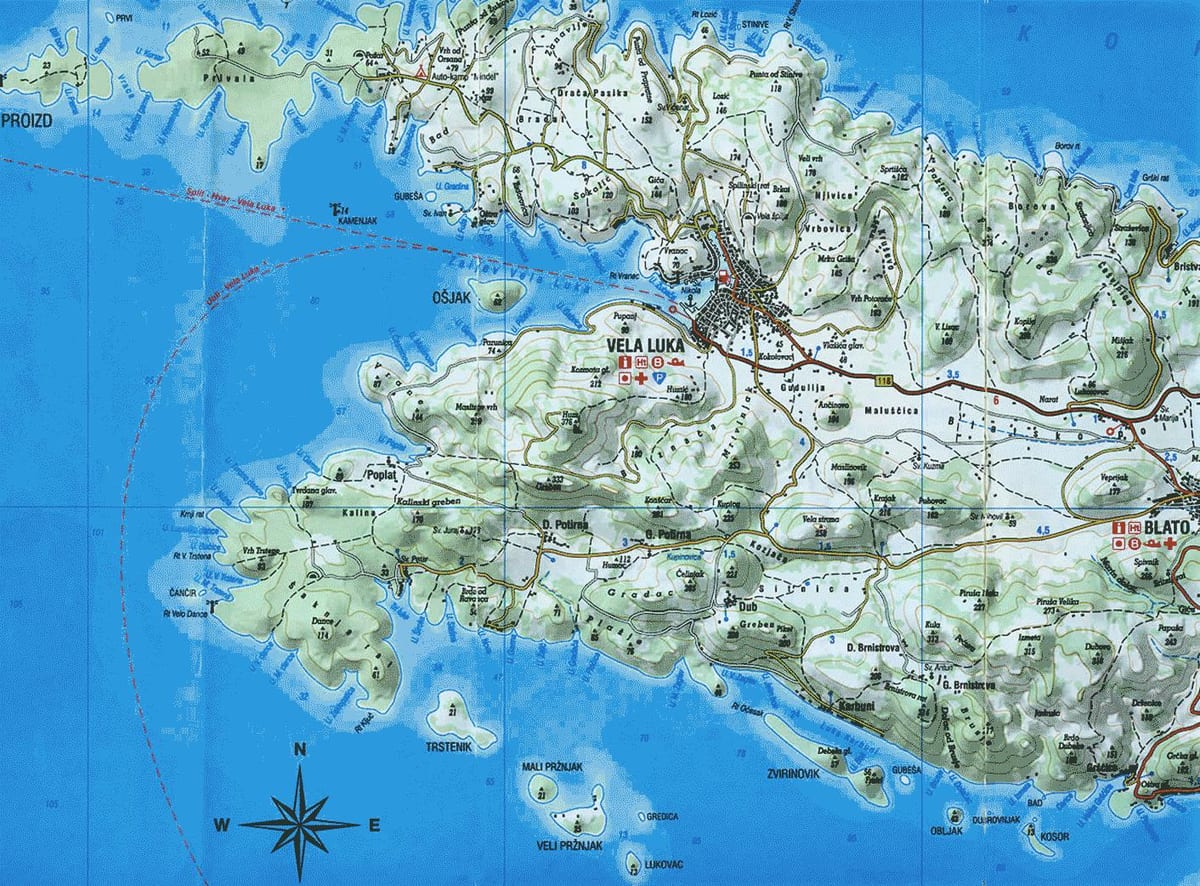 karta korčula Hrvatska
