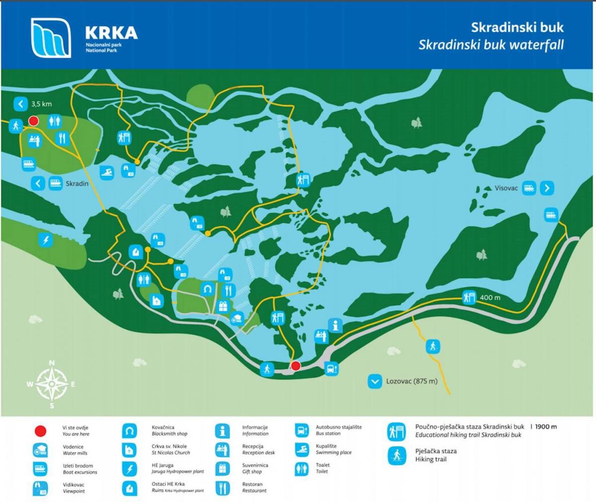 nacionalni park krka Hrvatska karta