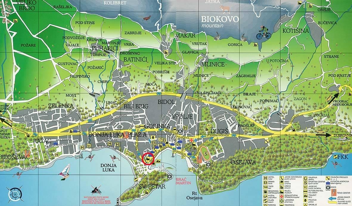 karta makarska Hrvatska