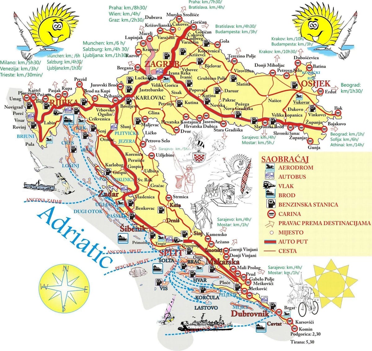odmor Hrvatska karta destinacija