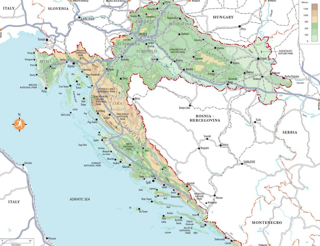 split plažama Hrvatska na karti