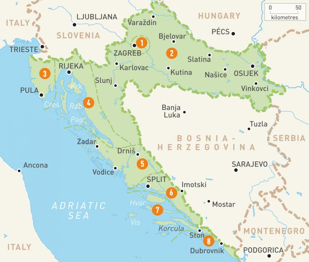 karta Hrvatske regije 