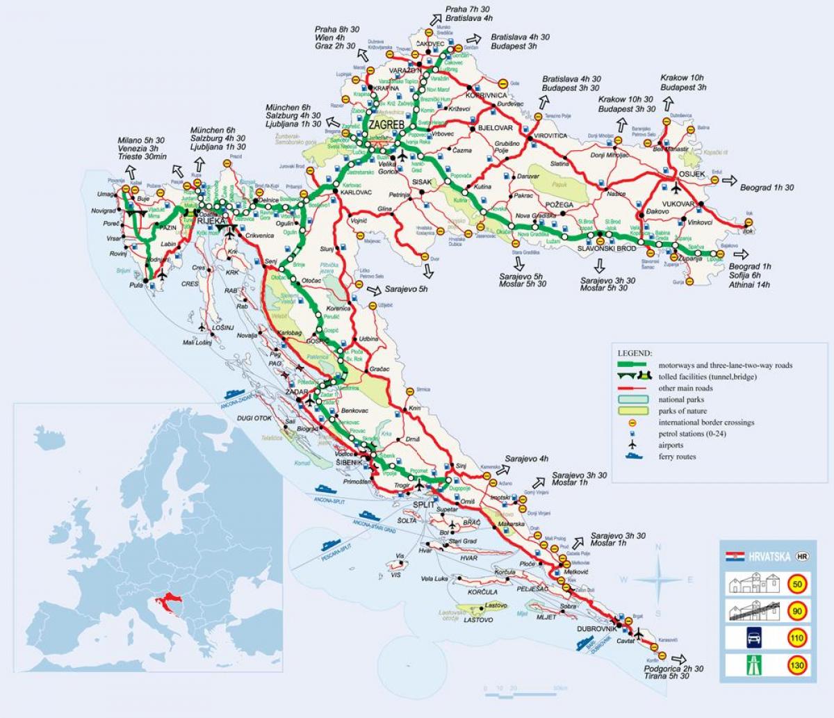 karta Hrvatske vlak