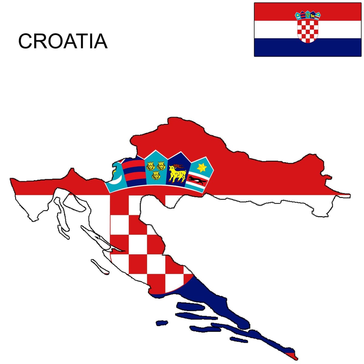 zastava Hrvatske na karti