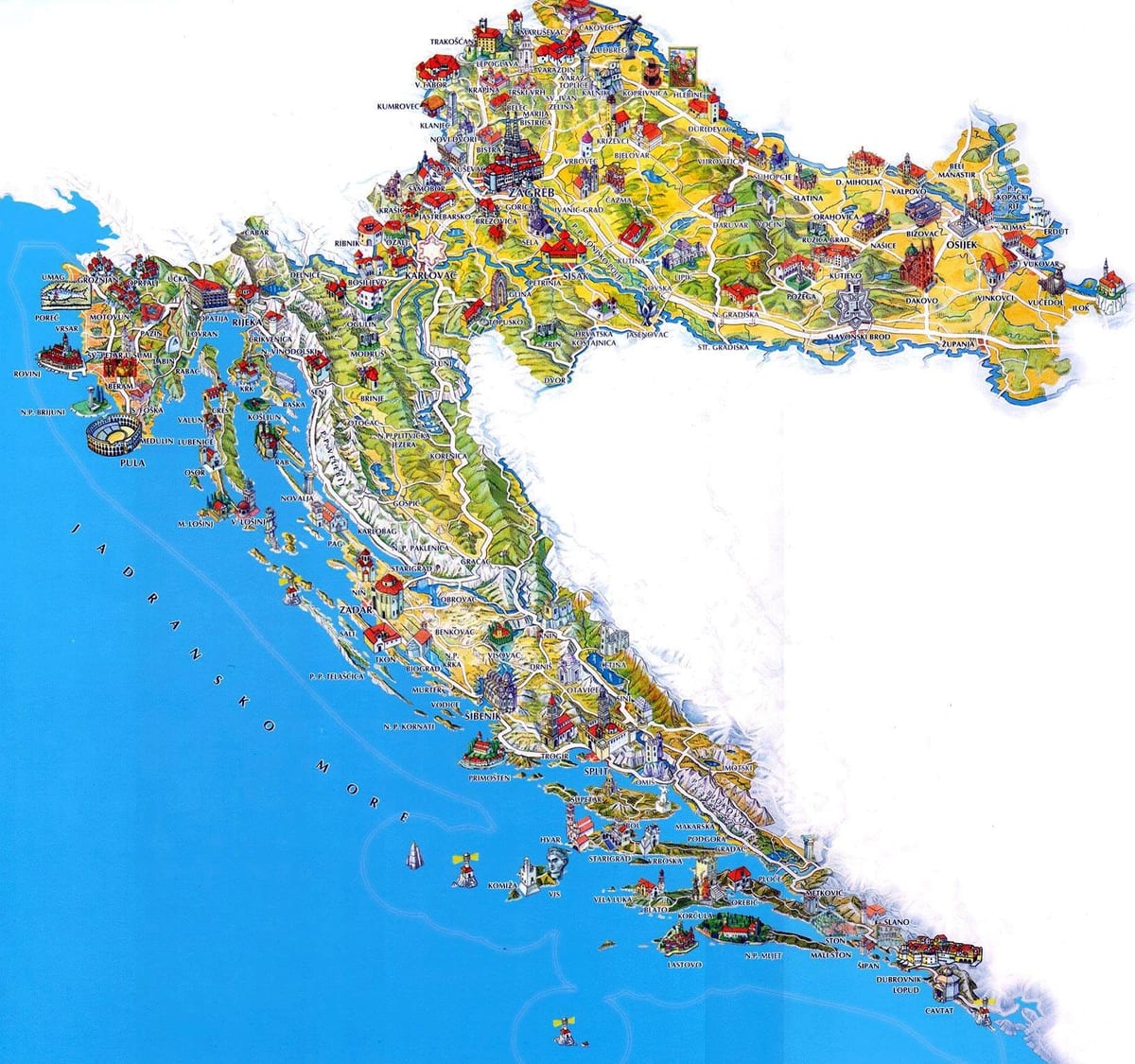 Hrvatska mjesta za posjetiti na karti