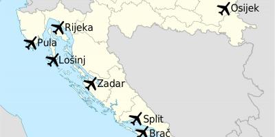 Karta Hrvatske pokazuje zračne luke